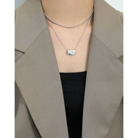 Irregular Geometry Block Necklace 925 Sterling Silver