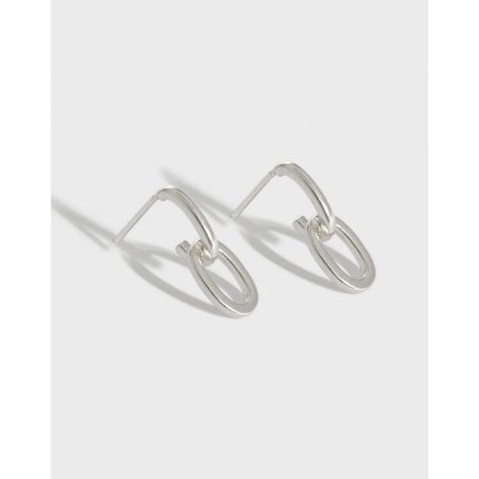 Mini Loop Chain Stud Earrings in 925 Sterling Silver