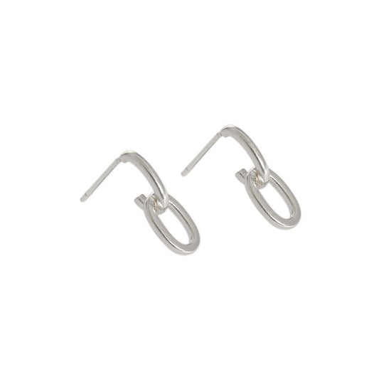 Mini Loop Chain Stud Earrings in 925 Sterling Silver