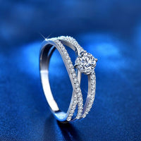Triple Layer Cross Moissanite Ring