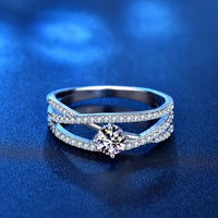 Triple Layer Cross Moissanite Ring