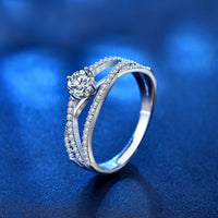 Triple Layer Cross Moissanite Ring