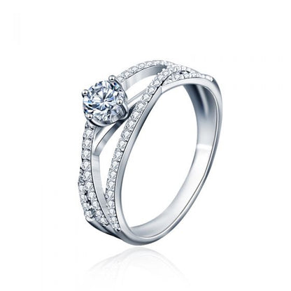 Triple Layer Cross Moissanite Ring