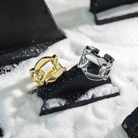 Hot Hollow Wide Chain 925 Sterling Silver Adjustable Ring