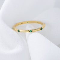 Minimal Round Crystal Adjustable 925 Sterling Silver Ring