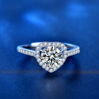 Honey Moon Heart Cubic Zirconia Adjustable 925 Sterling Silver Ring
