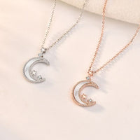 Mother of Shell Crescent Moon Crystal Necklace