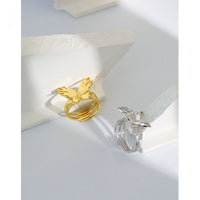 Flying Butterfly 925 Sterling Silver Adjustable Ring