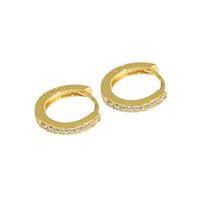 Mini Geometry Crystal Circle Huggie Hoop Earrings, 925 Sterling Silver