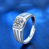 Men's Geometry Square Moissanite Crystal Ring in 925 Sterling Silver
