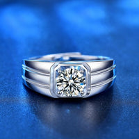 Men's Geometry Square Moissanite Crystal Ring in 925 Sterling Silver
