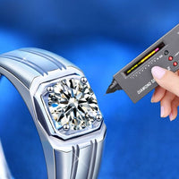Men's Geometry Square Moissanite Crystal Ring in 925 Sterling Silver