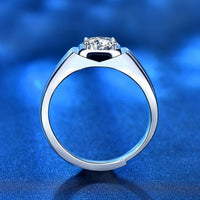 Men's Geometry Square Moissanite Crystal Ring in 925 Sterling Silver