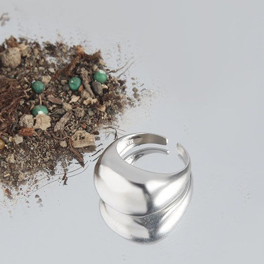 Simple Geometry Arc Round Adjustable Ring in 925 Sterling Silver