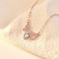 Crystal Bowknot Sterling Silver Necklace