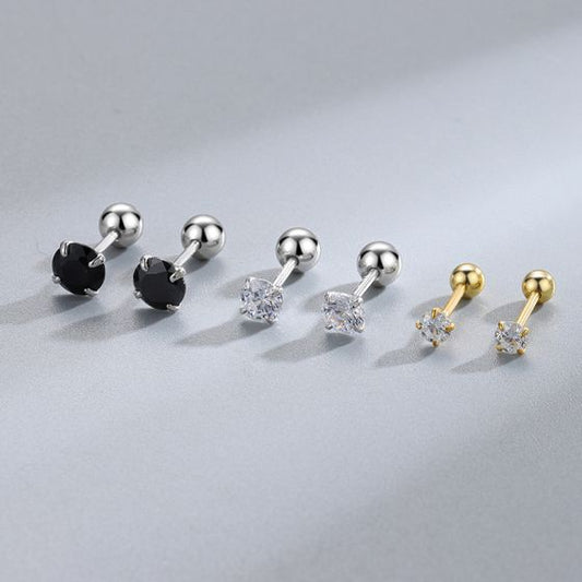 4-Prong Round Cubic Zirconia Stud Earrings
