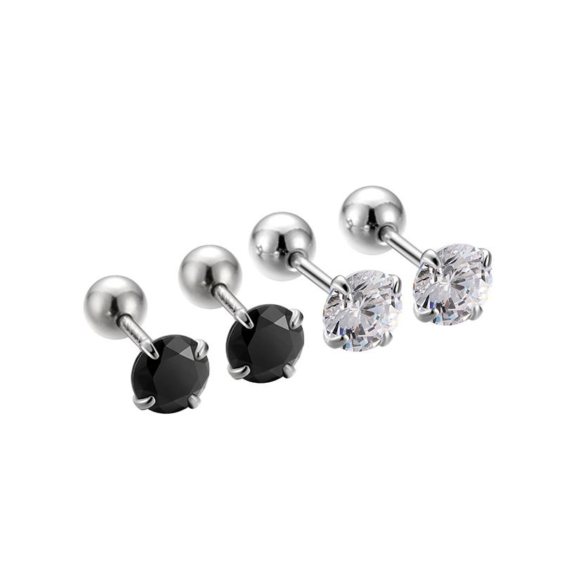 4-Prong Round Cubic Zirconia Stud Earrings