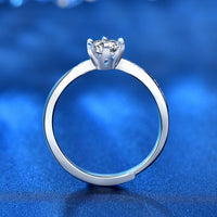 Six-Claw Moissanite Crystal Adjustable 925 Sterling Silver Promise Ring