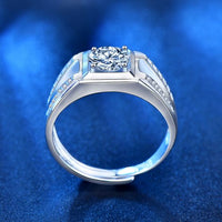 Men's Square Geometry Moissanite Ring, 925 Sterling Silver (Adjustable)