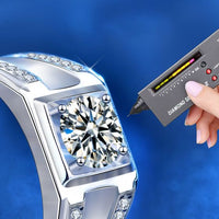 Men's Square Geometry Moissanite Ring, 925 Sterling Silver (Adjustable)