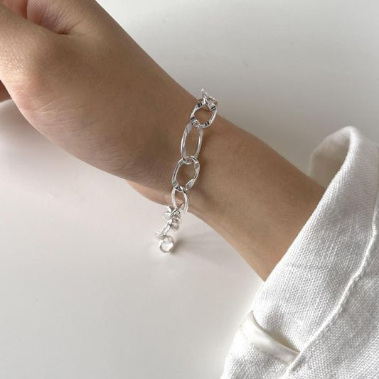 925 Sterling Silver Hollow Curb Chain Bracelet