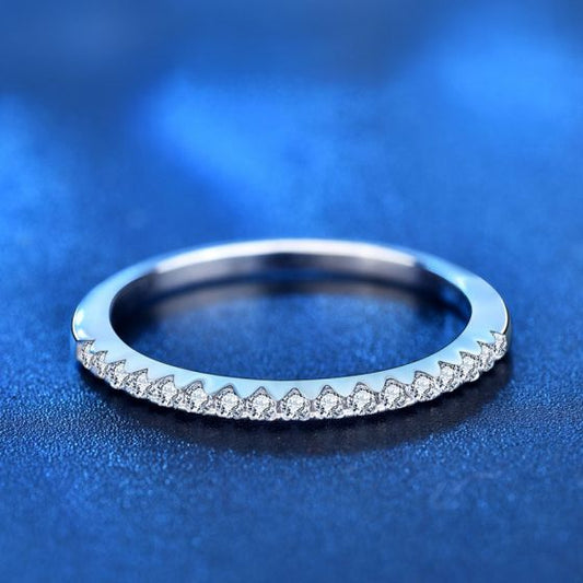 Moissanite and CZ 925 Sterling Silver Ring
