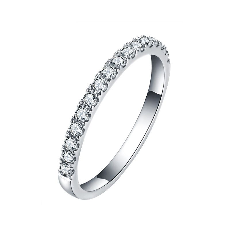 Moissanite and Crystal 925 Sterling Silver Ring