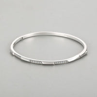 Micro Setting Crystal Open Bangle, 925 Sterling Silver