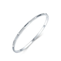 Micro Setting Crystal Open Bangle, 925 Sterling Silver