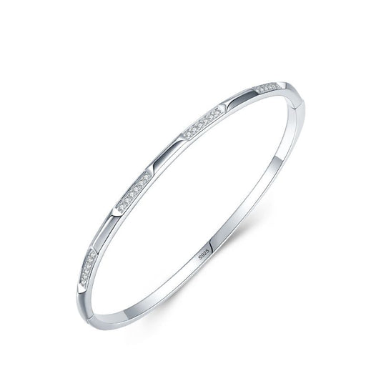 Micro Setting CZ Open Bangle, 925 Sterling Silver
