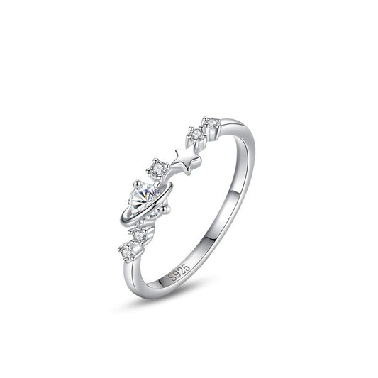 Planet Earth CZ Stars 925 Sterling Silver Adjustable Ring