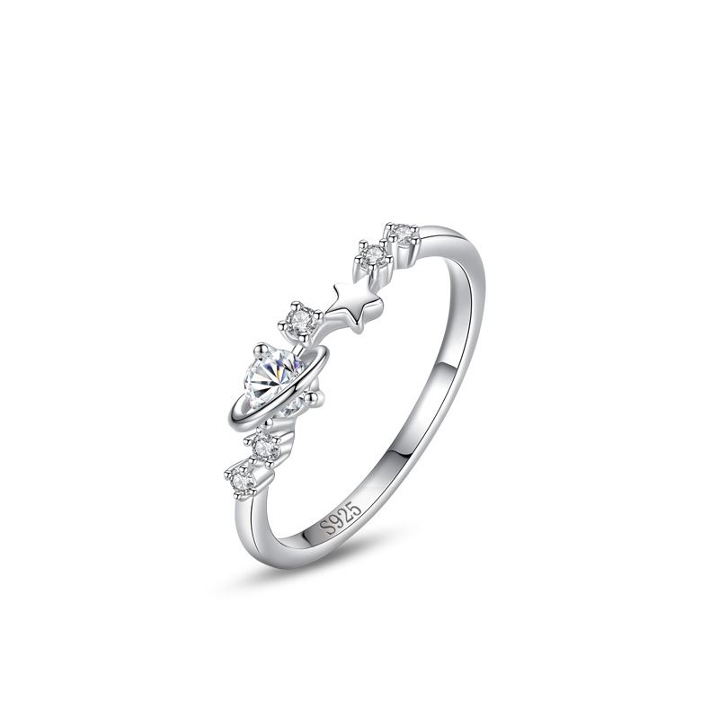 Planet Earth Crystal Stars 925 Sterling Silver Adjustable Ring