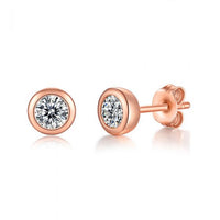 Round Moissanite Crystal 925 Sterling Silver Stud Earrings