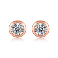 Round Moissanite Crystal 925 Sterling Silver Stud Earrings