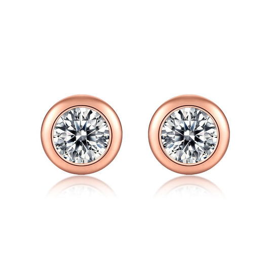 Round Moissanite CZ 925 Sterling Silver Stud Earrings