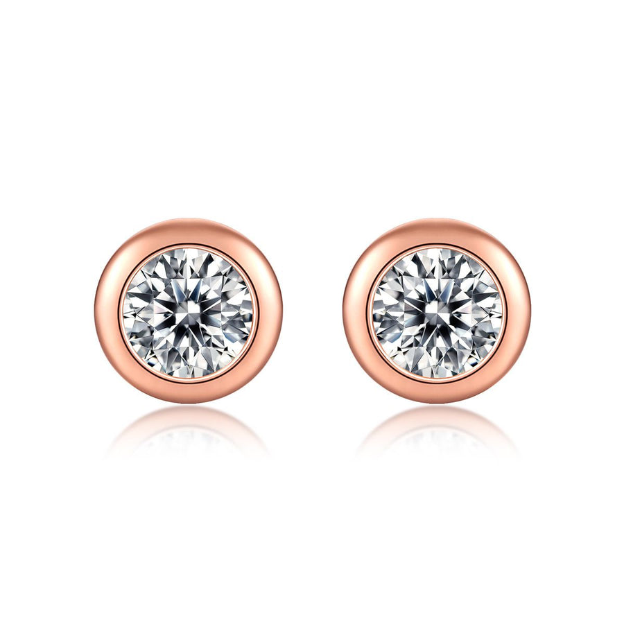 Round Moissanite Crystal 925 Sterling Silver Stud Earrings