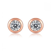 Round Moissanite Crystal 925 Sterling Silver Stud Earrings