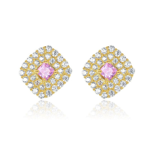 Classic Rhombus CZ Sterling Silver Stud Earrings