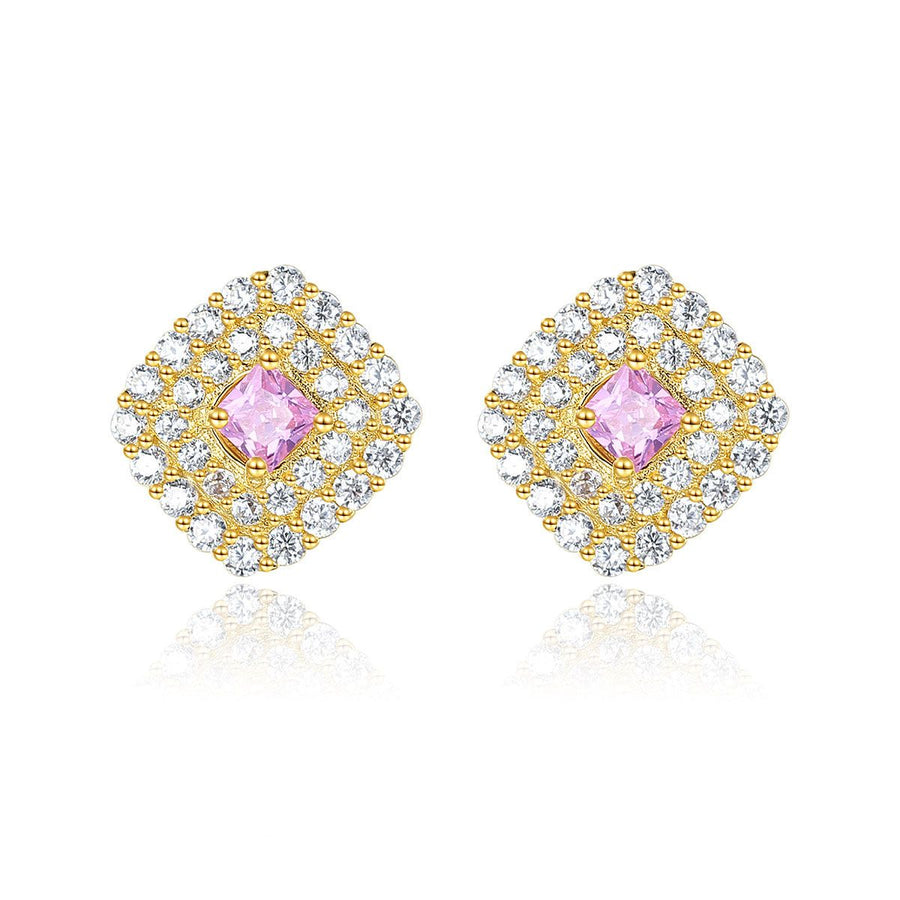 Classic Rhombus Crystal Sterling Silver Stud Earrings