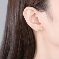 Classic Rhombus Crystal Sterling Silver Stud Earrings
