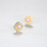 Classic Rhombus Crystal Sterling Silver Stud Earrings