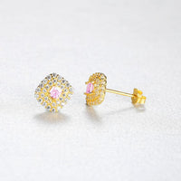 Classic Rhombus Crystal Sterling Silver Stud Earrings