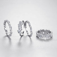 Irregular Geometry Baguette Crystal Sterling Silver Ring