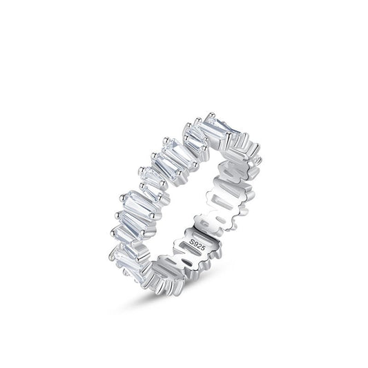 Irregular Geometry Baguette CZ Sterling Silver Ring