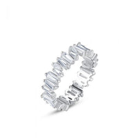 Irregular Geometry Baguette Crystal Sterling Silver Ring