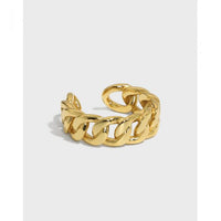 Hollow Twisted Chain Sterling Silver Adjustable Ring