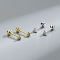Arrow Triangle 925 Sterling Silver Screw Stud Earrings