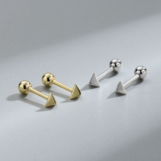 Arrow Triangle 925 Sterling Silver Screw Stud Earrings