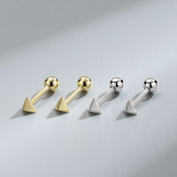 Arrow Triangle 925 Sterling Silver Screw Stud Earrings