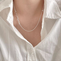 Vintage Irregular Bead Hollow Curb Chain Necklace